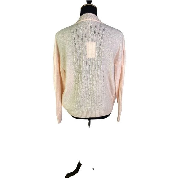 FRNCH Laeila V-neck Pointelle Cardigan In‎ Light Pink Pearlized Embellishments M - Picture 5 of 9
